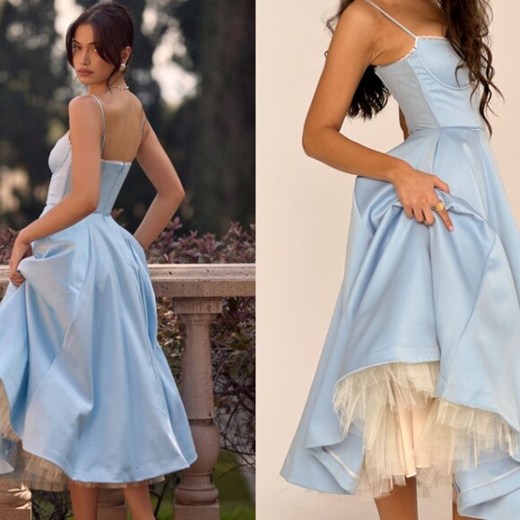 HOUSE OF CB 'Mademoiselle' Cinderella Blue Tulle Midi Dress NWOT - Picture 6 of 12